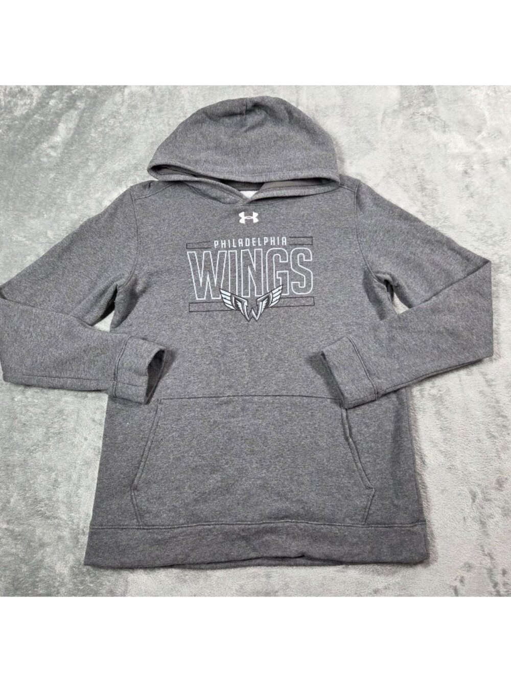 Philadelphia Wings Hoodie Youth Boys XL Gray Under Armour Lacrosse LAX Pullover